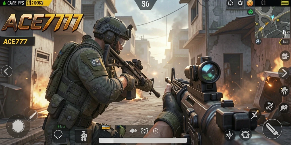 Tampilan gameplay ACE777 yang seru dan dinamis dalam mode FPS.