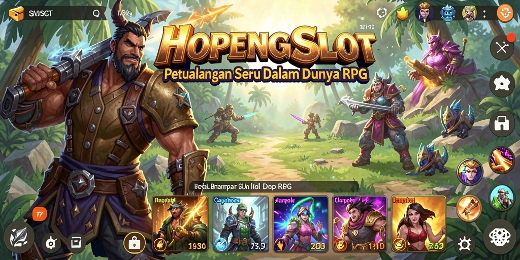Screenshot gameplay RPG HOPENGSLOT yang menampilkan pertarungan epik.
