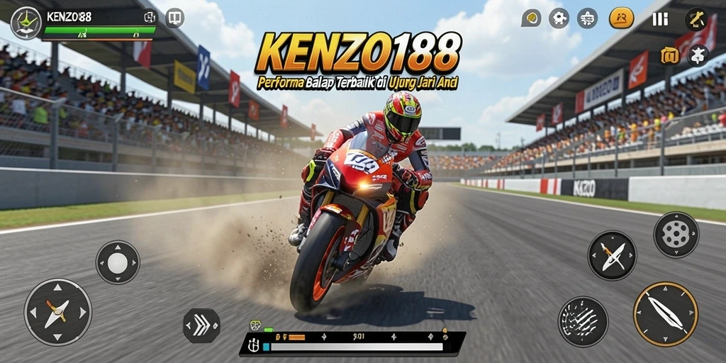Screenshot KENZO188 menunjukkan aksi balap emosional yang mendebarkan.