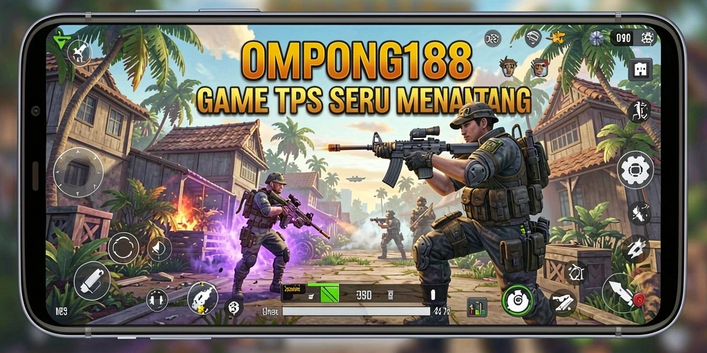 Screenshot gameplay OMPONG188 menampilkan aksi menegangkan dalam pertarungan TPS.